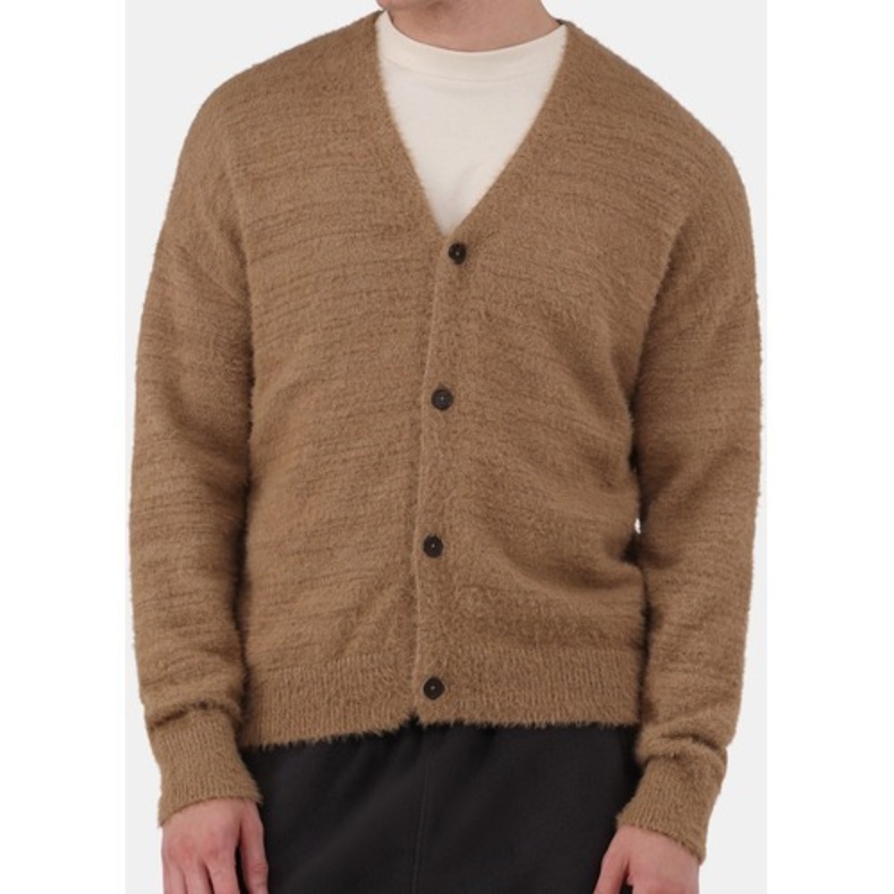 No Boundaries Mens Fuzzy Relaxed Long Sleeve Cardigan Sweater Brown Clay Size M